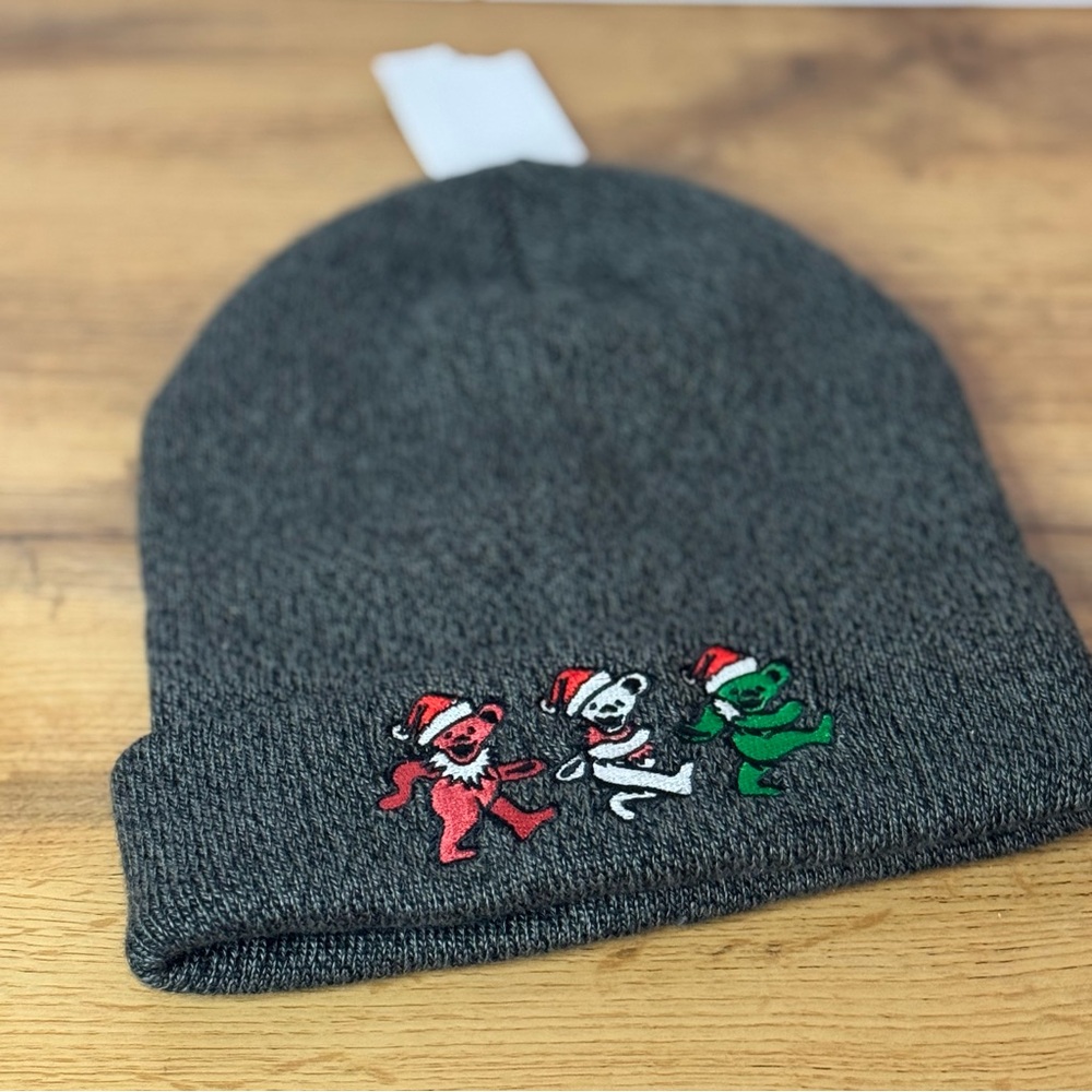 NWT Grateful Dead Dancing Bears Gray Knit Beanie Hat
